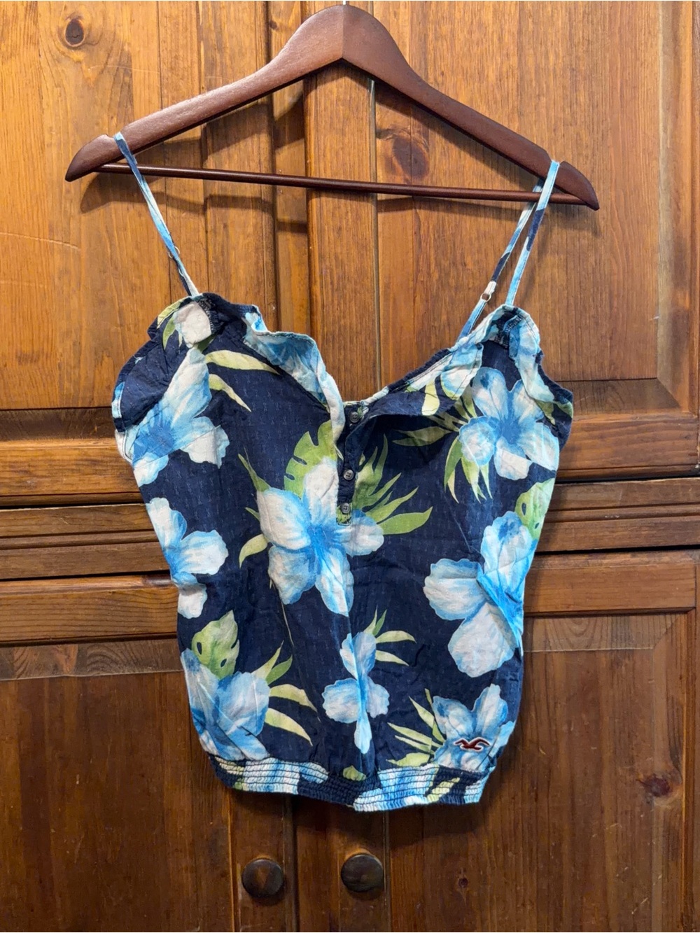 Hollister spaghetti strap blouse with tropical floral print
